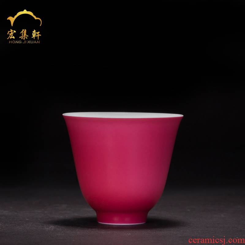 Small kung fu tea cups of jingdezhen ceramic tea set carmine colored glaze master cup single cup sample tea cup Small cups