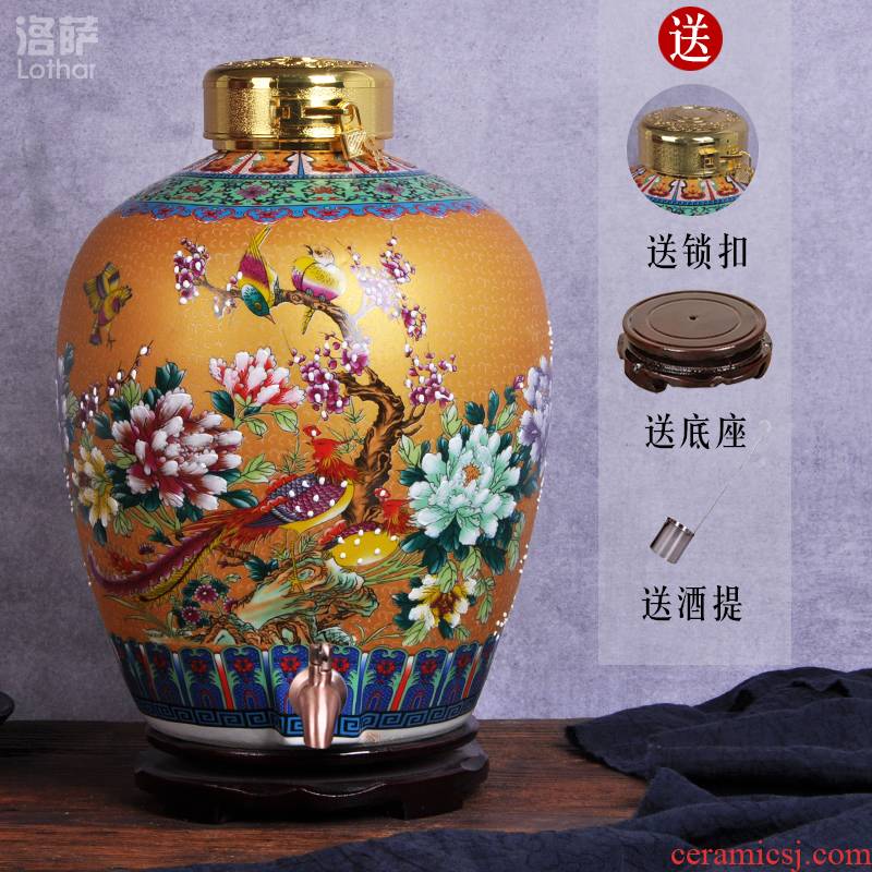 Jingdezhen ceramic jar it 10 jins of 50 pounds with leading mercifully jars wine bottle wine pot liquor jars