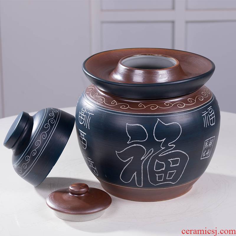 Earthenware pickle jar of pickles jar home old ceramics thickening with cover sichuan pickled pickled salted duck egg jar