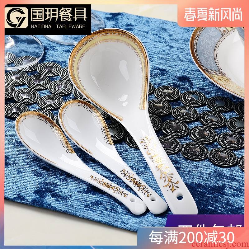 Tangshan ipads China home to eat small spoon, European - style hotel hotel's long handle big spoon, ceramic tableware spoons