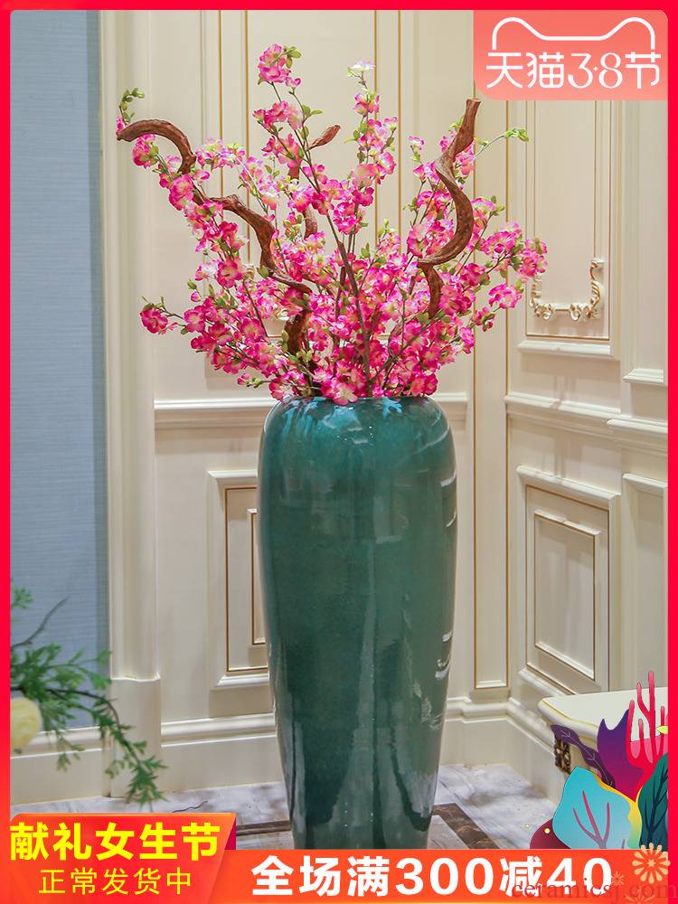 Modern light key-2 luxury Chinese ceramic floor dry flower vases, flower arrangement sitting room large floral landscape modelling decorative furnishing articles