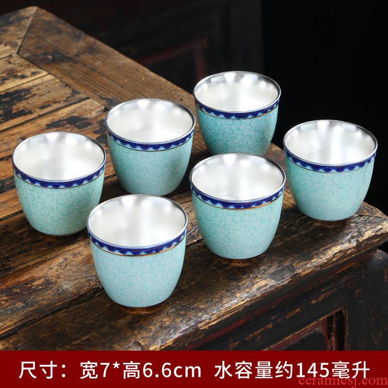 Blue and white single cup sample tea cup large white porcelain cups thin foetus creative puer tea cup personal cup ceramic masters cup