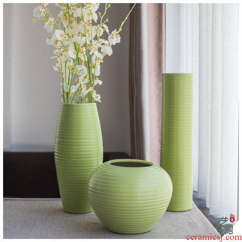 I and contracted vase three - piece household act the role ofing is tasted is green, jingdezhen ceramic sitting room adornment