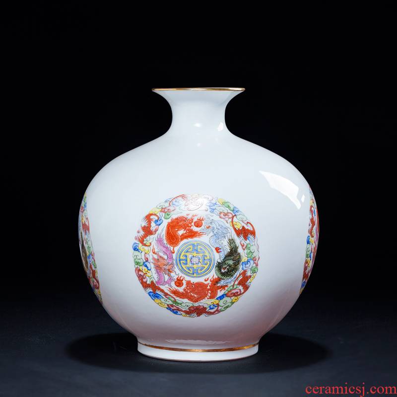 Jingdezhen chinaware paint floret bottle of flower arranging Chinese style household adornment rich ancient frame pomegranate bottle furnishing articles sitting room