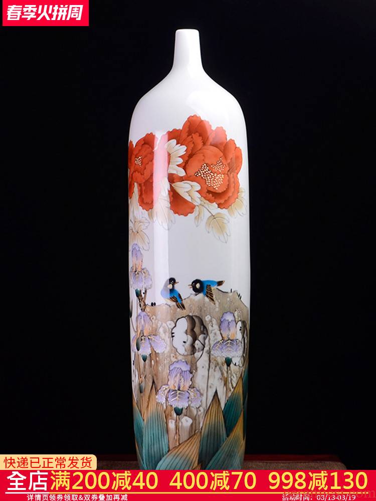 Jingdezhen ceramics famous hand - made splendor in landing the big vase high place, a large sitting room porch decoration