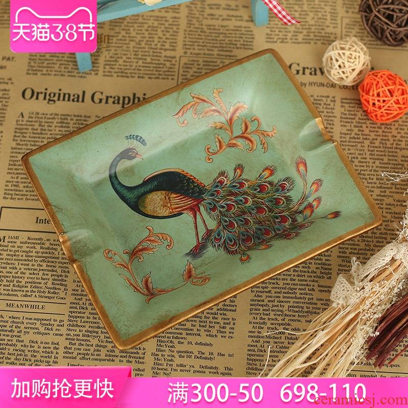 LanYu finches series European American retro ceramic peacock decoration ashtray creative furnishing articles gifts home