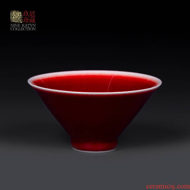Nine at the jingdezhen ceramic craft master kung fu tea set personal tea cup single CPU hat to ruby red glaze teacup