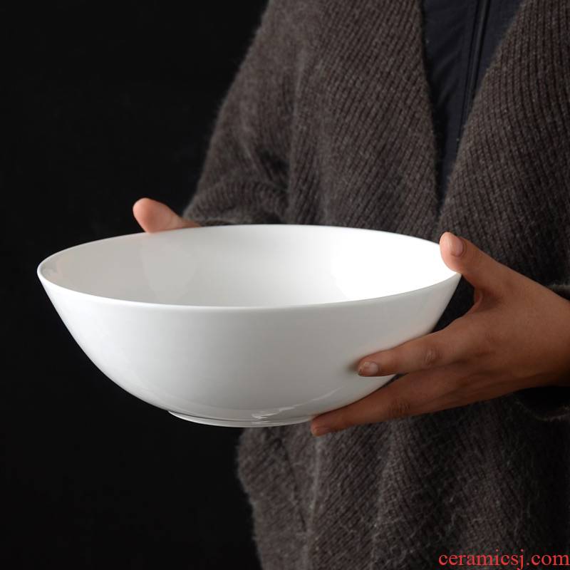 Tangshan white bowls to eat noodles bowl household instant noodles bowl of the big capacity job 9 inch bowl of cold such as bowl in the kitchen