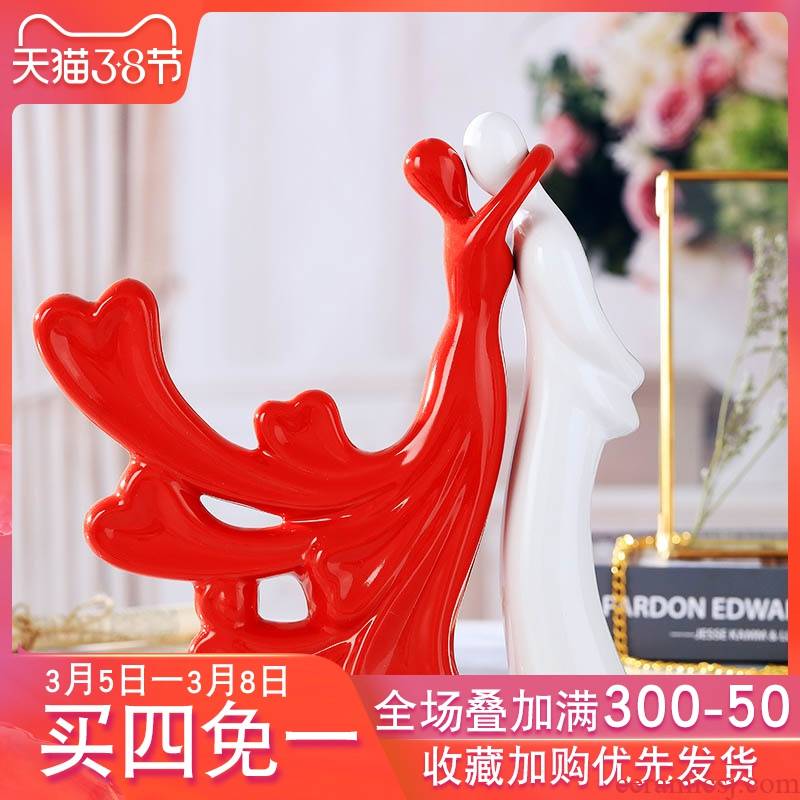 The sitting room furnishing articles furnishing articles European household adornment parter couples wine ceramics handicraft decoration wedding gift