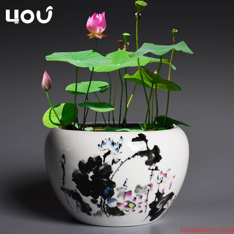 Water lily special bowl lotus flower pot ceramic large aquatic plant leaf LianHe flowerpot grass cooper hydroponic vessels