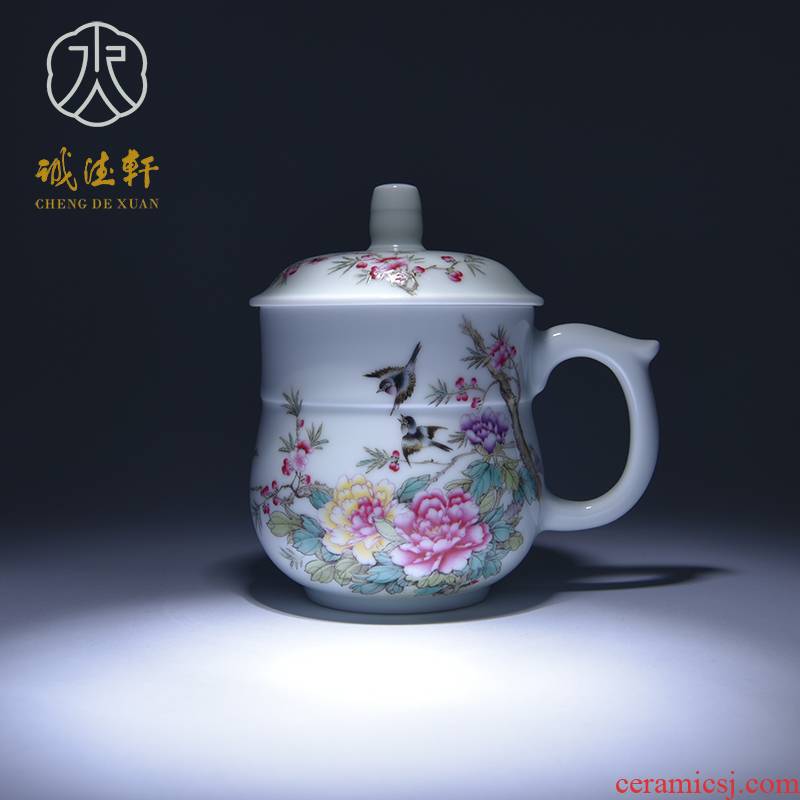 Cheng DE xuan jingdezhen kung fu tea set, hand - made with cover pastel masters cup home office cup 13 back economic national color
