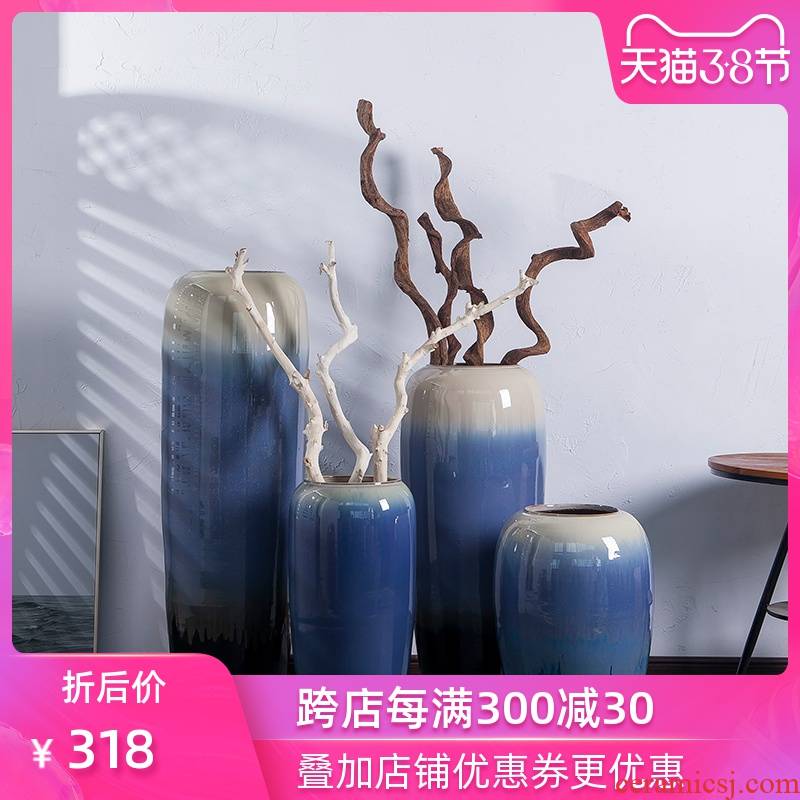 I and contracted vase furnishing articles blue flower arranging jingdezhen ceramic POTS landing European - style villa decoration sitting room
