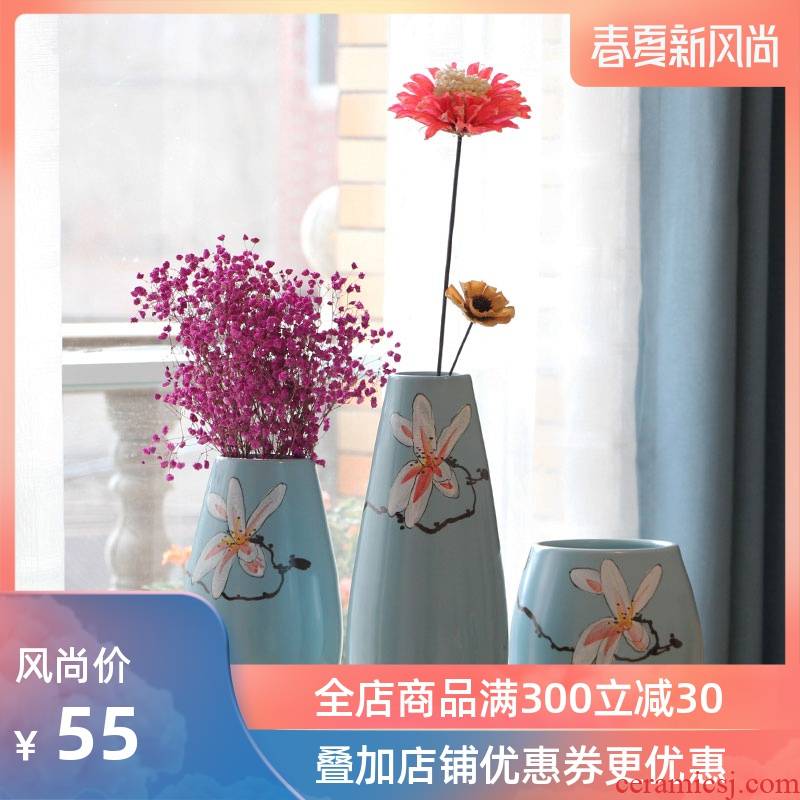 The Original American I and contracted hand - made ceramic vase three - piece jingdezhen porcelain household act the role ofing is tasted in the living room