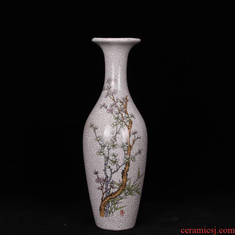 Jingdezhen imitation the qing qianlong antique curios restoring ancient ways to open the slice powder enamel vase household adornment penjing collection