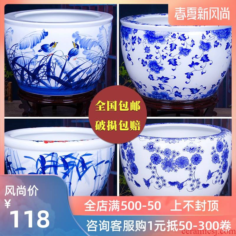 Jingdezhen ceramic basin of water lily lotus lotus goldfish bowl aquarium a turtle cylinder extra large