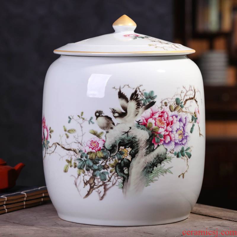 Jingdezhen ceramic seal pot pu 'er tea cake large receives the eighth cake gift porcelain tea pot