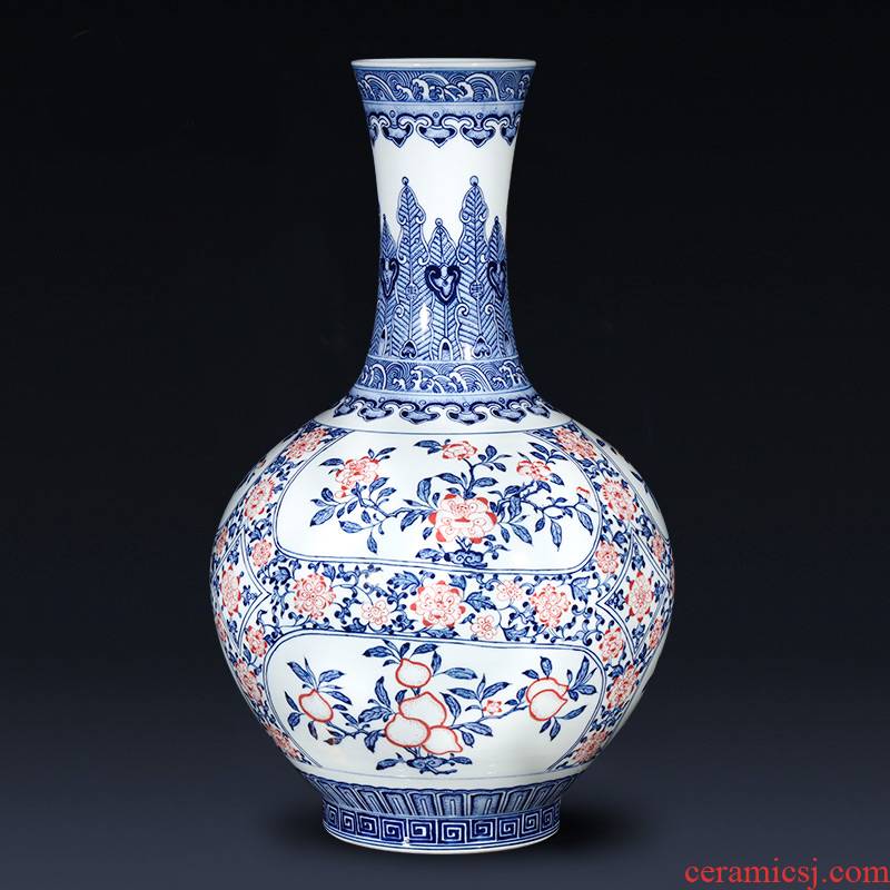 Jingdezhen ceramics imitation qianlong archaize of blue and white porcelain vases, flower arranging new Chinese style living room TV ark, furnishing articles