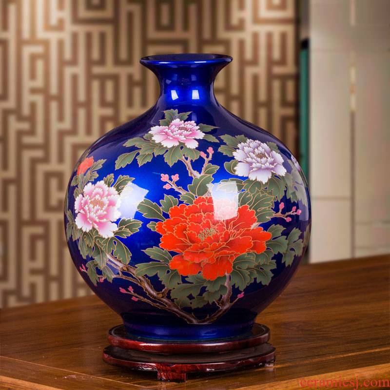 Jingdezhen crystal glazed pottery porcelain vase modern new Chinese style living room decoration flower arranging flower implement porcelain furnishing articles