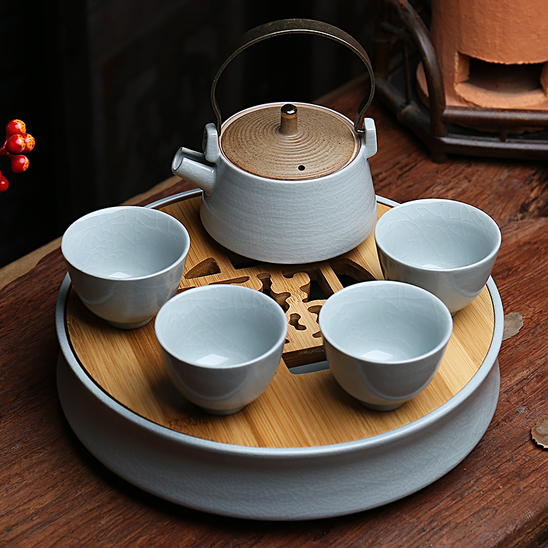 Household your up kung fu tea set suit Japanese ceramic teapot tea tray CPU small portable car travel tea set
