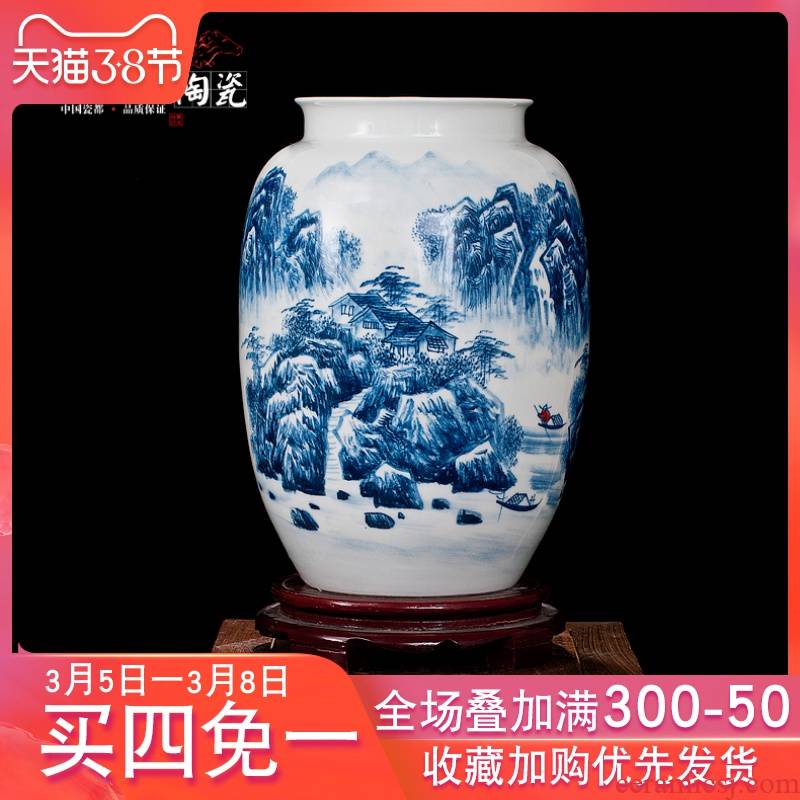 Jingdezhen ceramic hand - made classical landing big vase furnishing articles sitting room TV ark, home decoration decoration