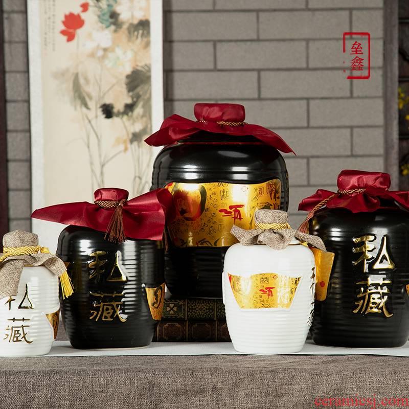 Jingdezhen ceramic bottle is empty bottle 1/2/3/5/10 with household pot small jar sealing liquor jugs