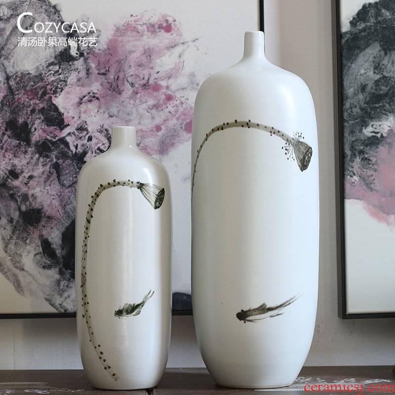 Beauty shoulder the collect white master of freehand brushwork in traditional Chinese vase jingdezhen hand - made of new Chinese style exquisite furnishing articles porcelain ceramic vase