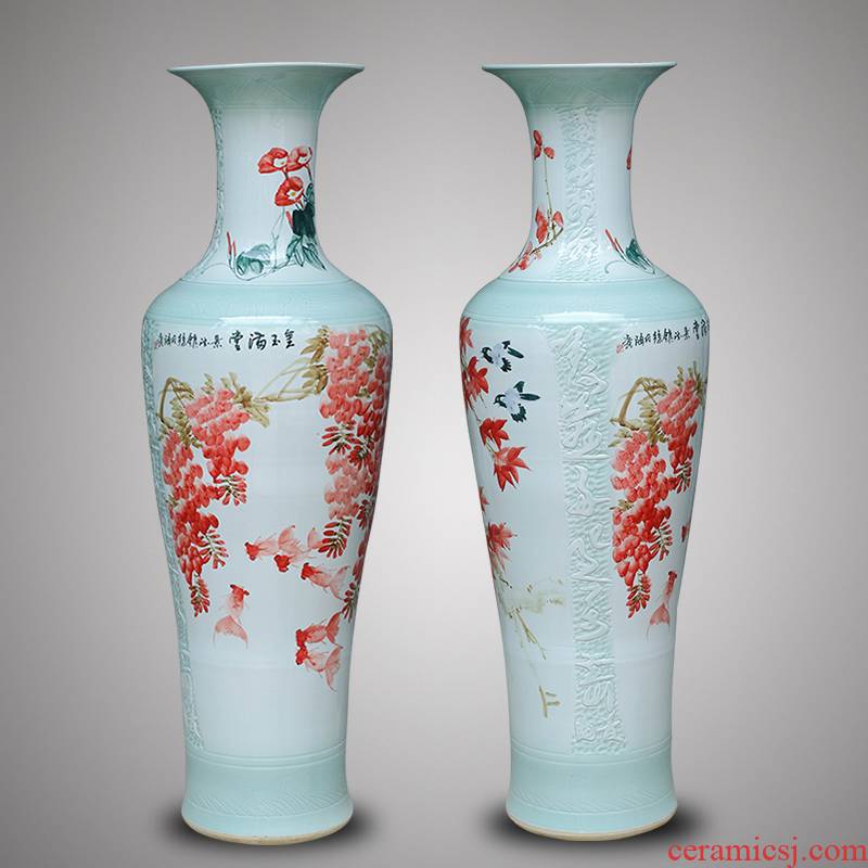 Jingdezhen ceramics hand - made landing big vase 1 m 2 gold, new Chinese style electric sitting room ark, furnishing articles