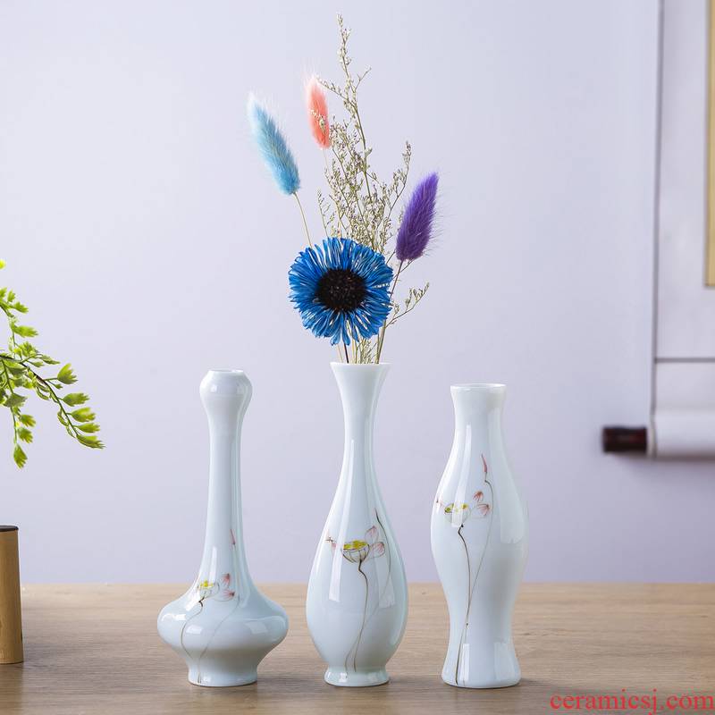 Jingdezhen ceramic floret bottle hand - made lotus flower adornment furnishing articles sitting room tea taking of new Chinese style flower arranging flowers