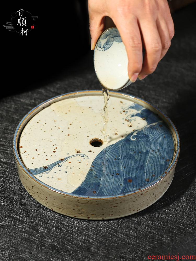 Jingdezhen your up hand - made coarse pottery water tea tray was dry tea tray kunfu tea accessories a zen water at home