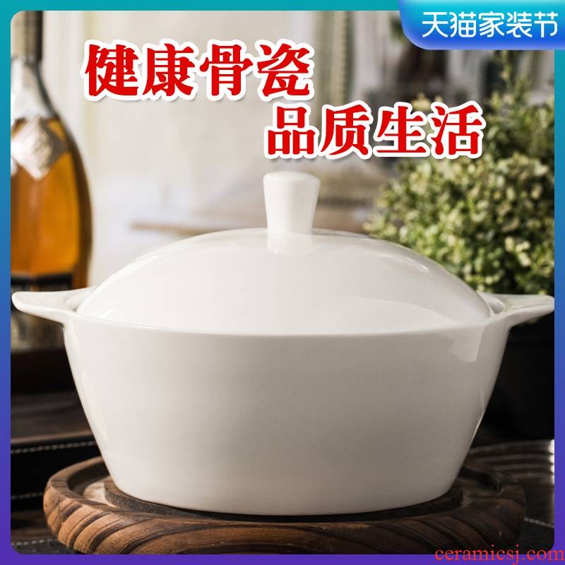 Pure white soup pot product pot ears palace imperial concubine soup pot with cover soup pot simmering with cover soup bowl bowl of ipads China