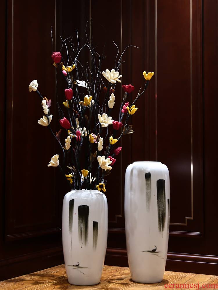 The New Chinese zen ceramic floor big vase decoration simple porch home sitting room TV ark, flower arranging flowers