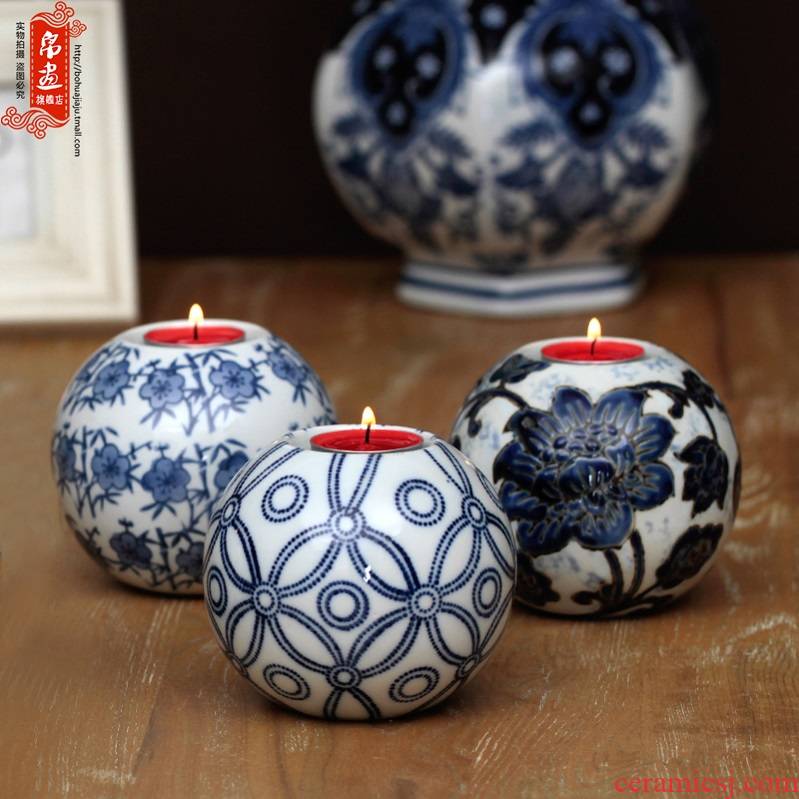Candlestick ceramic Chinese Europe type restoring ancient ways programs hotel western - style romantic candlelight dinner table household decorative furnishing articles