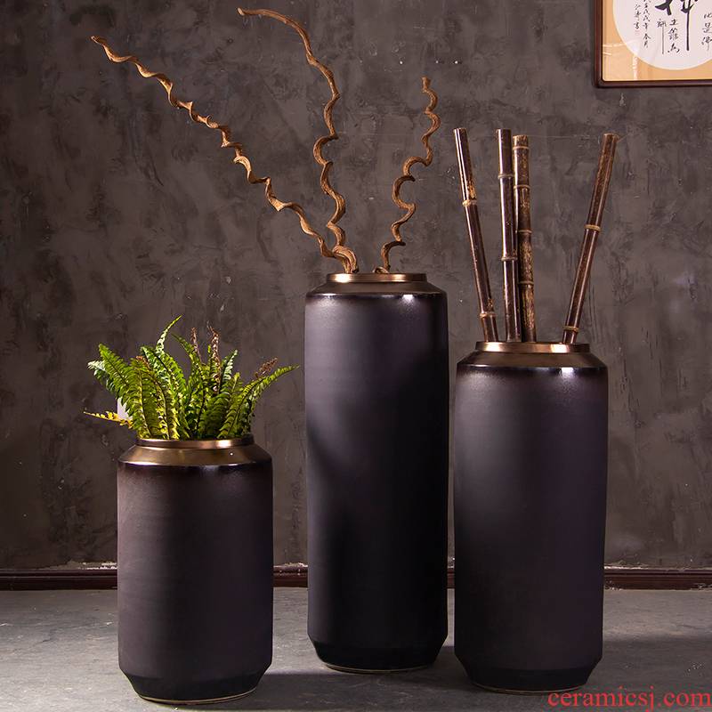 Jingdezhen ceramics vase furnishing articles flower arrangement sitting room ground POTS to I and contracted Europe type black gold ornament