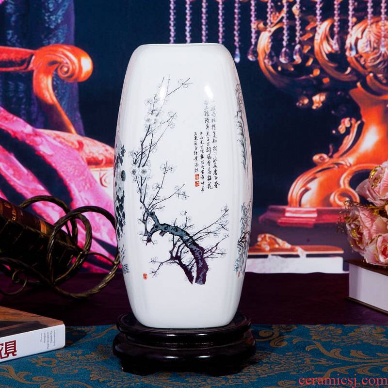 Jingdezhen modern fashion by patterns ceramic lucky bamboo flower vase sijunzi household ornaments