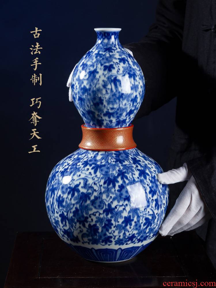 Jia lage jingdezhen ceramic vase YangShiQi up is blue and white gourd bottle antique porcelain furnishing articles