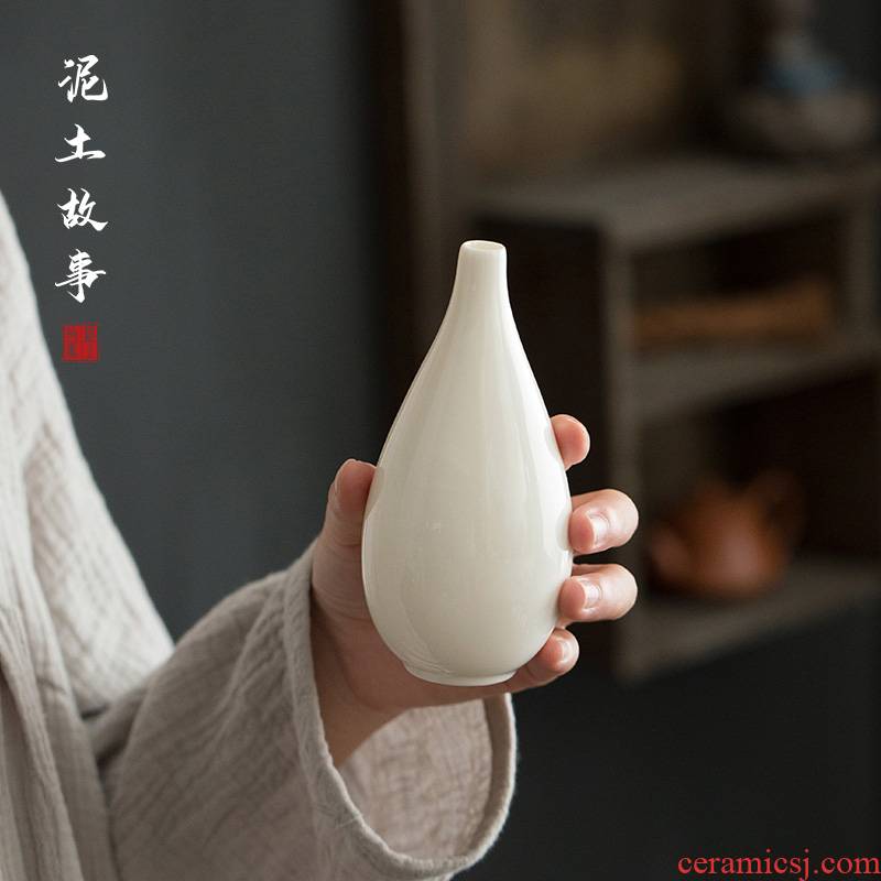 Earth story kung fu tea tea accessories small place white porcelain ceramic vases, tea dry flower, flower, flower receptacle