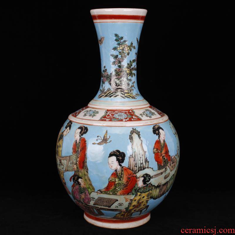 Jingdezhen imitation of the qing dynasty emperor kangxi classical Ming and the qing dynasties antique vase blue character figure medium household adornment design