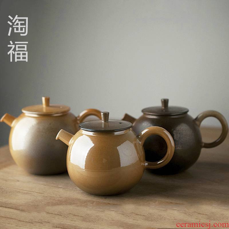 Jingdezhen ceramic firewood teapot home xi shi kung fu tea set the pot of single pot pot of tea to side collection trumpet