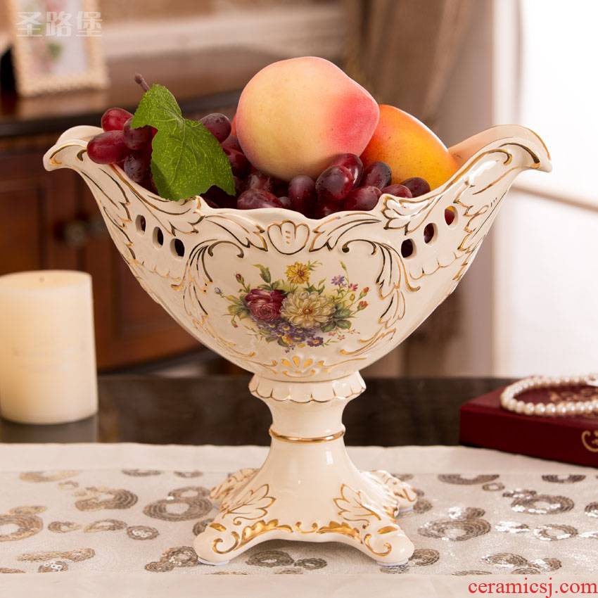 Fort SAN road sitting room of the new high basin of continental compote creative move compote practical decorative ceramic fruit bag in the mail