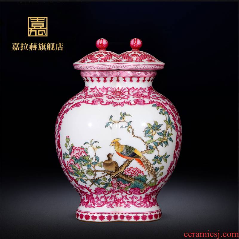 Jia lage jingdezhen ceramics furnishing articles YangShiQi hand - made see colour carmine colored enamel vase decoration