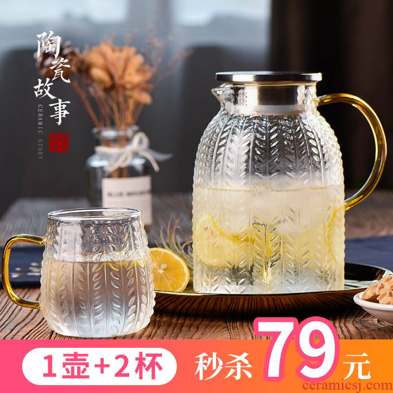Cold water bottle glass ceramic story high temperature resistant glass suit household kettle pot of heat - resistant explosion - proof cool water