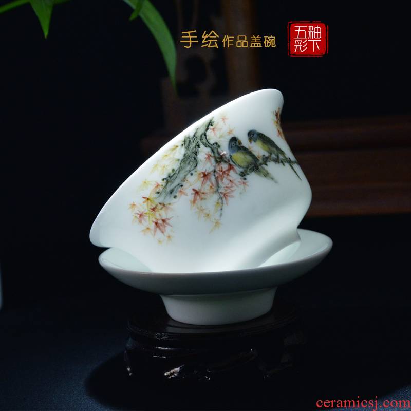 Under the pure hand - made liling porcelain glaze color tureen kung fu tea tea is a single large retro hot toast cups