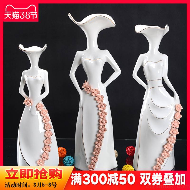 Character abstract creative person furnishing articles modern living room TV cabinet fashionable home decoration ceramic flower arranging furnishing articles