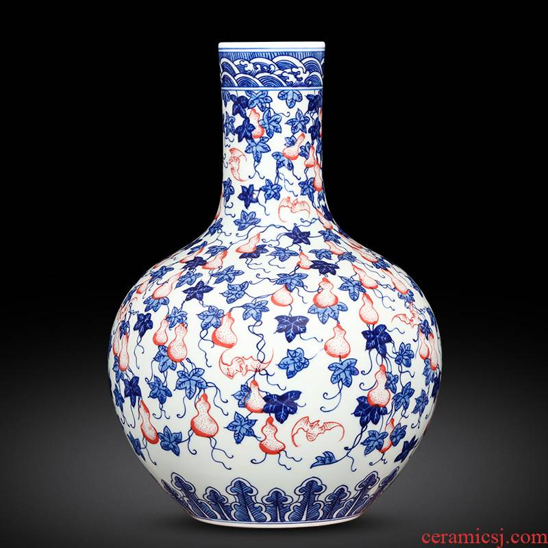 Jingdezhen ceramics antique hand - made Chinese blue and white porcelain vases, flower arrangement sitting room ark, home furnishing articles