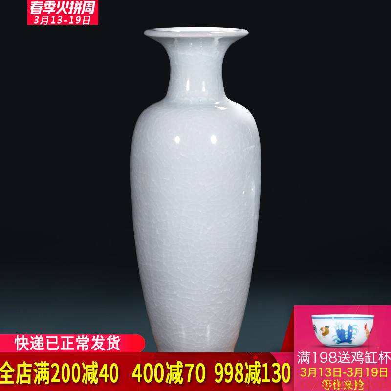 Jingdezhen ceramics archaize crack jun porcelain glaze white borneol vase household adornment of I sitting room is placed