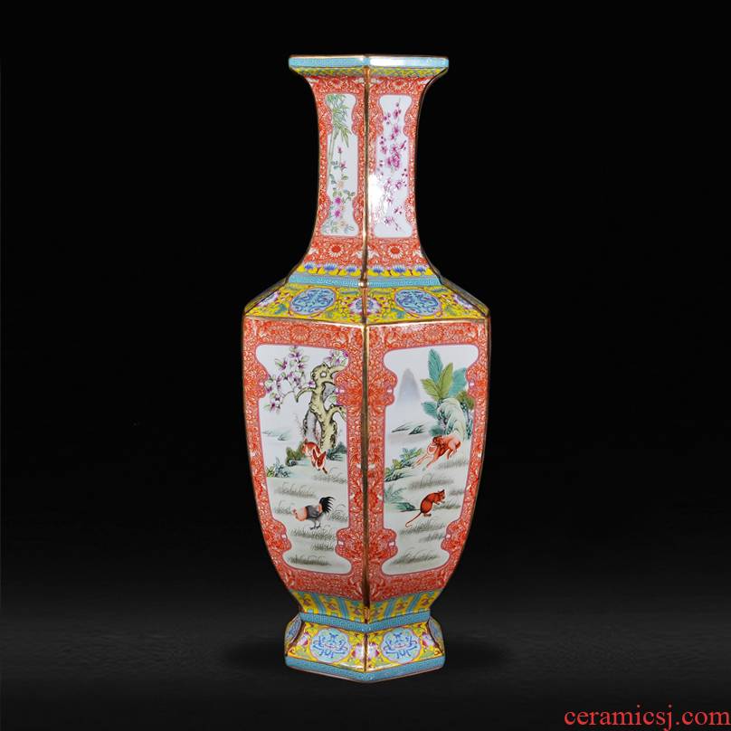 Jingdezhen ceramic antique vase zodiac up fashion furnishing articles housewarming flower arranging landing crafts sitting room