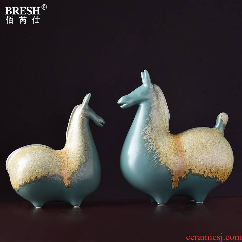 New Chinese style ceramic pony furnishing articles household act the role ofing is tasted study ancient frame don horse sitting room porch decoration