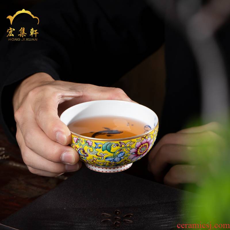 Jingdezhen kung fu tea master cup single cup small teacups hand - made personal colored enamel cup cup sample tea cup tea cups