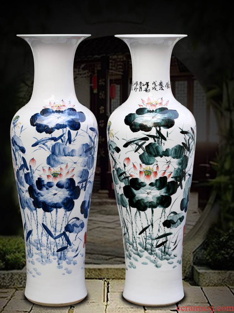 Jingdezhen ceramics hand - made five - flavored fish landing place to live in the sitting room is big vase opening gifts