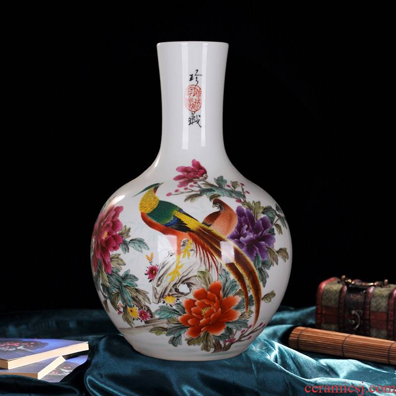 Jingdezhen ceramics powder enamel notes tong prosperous celestial vase hand - made vases sitting room home handicraft furnishing articles